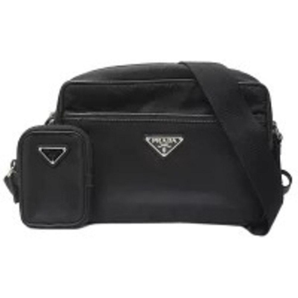 Prada ReNylon Saffiano leather shoulder bag black